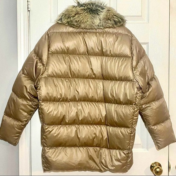 RALPH LAUREN Cayfrutray Truffle DOWN Puffer Jacket Winter Coat Faux Fur Size M - Picture 2 of 5